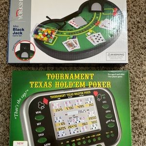 Fun one player card game set Texas Hold’Em poker and Black Jack